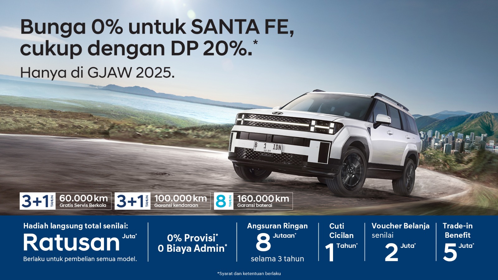 Bunga 0% untuk SANTA FE, cukup dengan DP 20%